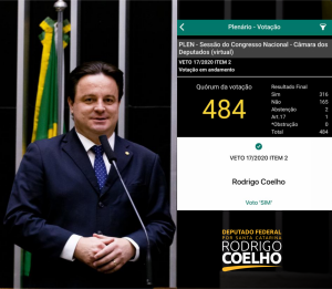 RODRIGO COELHO VOTA A FAVOR DO GOVERNO BOLSONARO SOBRE O VETO 17 